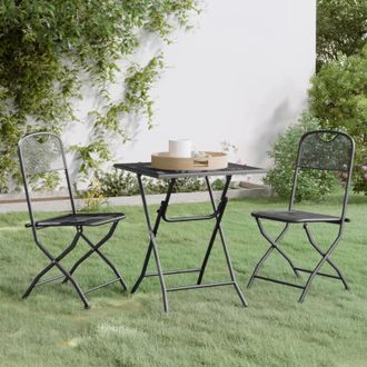 vidaXL 3 Piece Garden Dining Set Expanded Metal Mesh Anthracite vidaXL