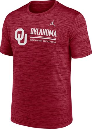 Nike Jordan Mens Oklahoma Sideline Velocity Jordan Brand Dri-FIT College T-Shirt in Red | 0JER69WOKN-PCW