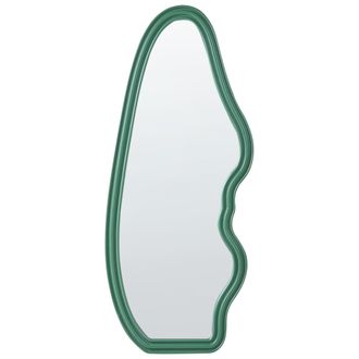 Beliani Espejo De Pared Moderno Colgante Decorativo 160 X 67 Cm Marco De Madera Forma Irregular Verde Rocles