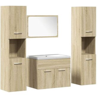 vidaXL Set Mobili da Bagno 5 pz Rovere Sonoma in Legno Multistrato vidaXL
