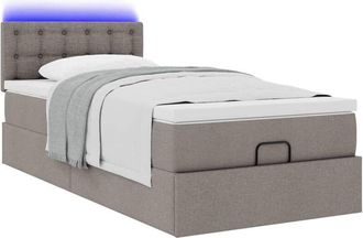 vidaXL Cama Otomana Con Colch&oacute;n Y Luces Led Tela Gris Taup&eacute; 90x200 Cm Vidaxl