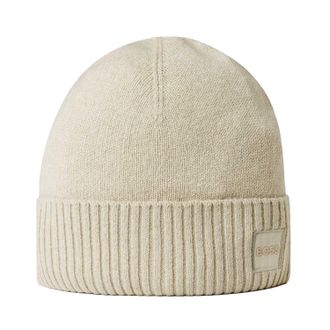 HUGO BOSS Geribbelde wintermuts voor volwassenen (Beige)
