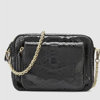 CLARIS VIROT Sac Big Charly Python Cha&icirc;ne Dor&eacute;e Noir