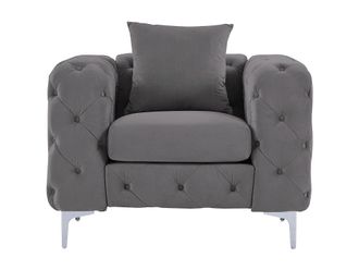 VENTE-UNIQUE.COM Sill&oacute;n cl&aacute;sico terciopelo gris antracita