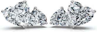 Pompeii3 3Ct Heart Cut Toi et Moi Diamond Earrings 14k Gold Lab Grown