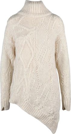 Stefano Mortari High-Neck White Knitwear With Cable Knit Textures