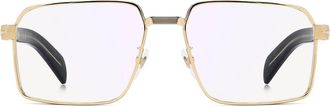 David Beckham 57mm Rectangular Optical Glasses in Gold Black at Nordstrom