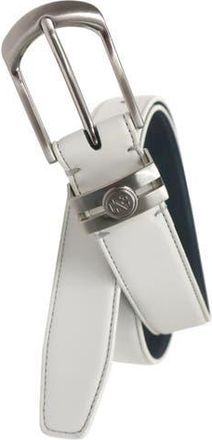 Izod Golf Stretch Comfort Leather Belt Metal Keeper in White at Nordstrom, Size X-Large