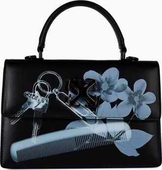Off-white Womens Floral Top Handle Handbag - Black/Multi - Size: ONE size