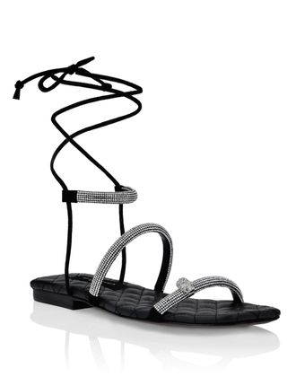 Philipp Plein Matelasse Sandals Flat with Crystals