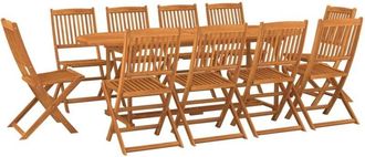 vidaXL 11 Piece Garden Dining Set 220x90x75 cm Solid Wood Acacia Vidaxl