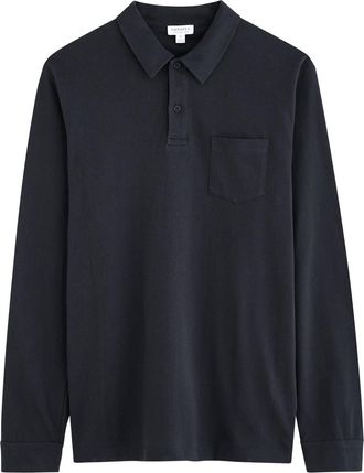 Sunspel Riviera Woven Cotton Polo Shirts - Navy - S