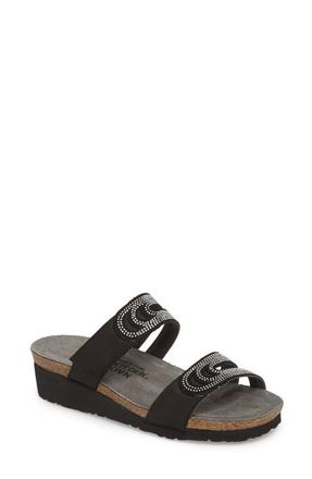 Naot Ainsley Studded Slide Sandal in Black Nubuck at Nordstrom, Size 10Us