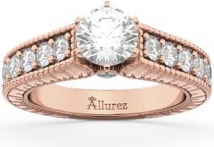 Allurez Vintage Diamond Engagement Ring Setting 14k Rose Gold (1.05ct)