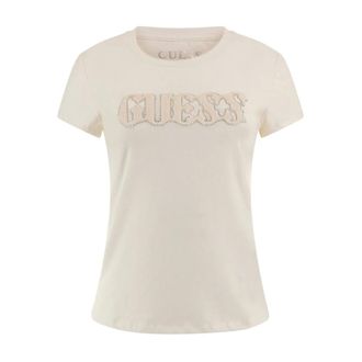 Guess T-Shirts, female, Beige, Size: M Beige Womens T-shirt
