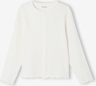 Vertbaudet M&auml;dchen Langarmshirt aus Rippjersey wollwei&szlig;
