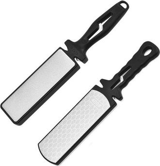 OEM Juego 2 Afiladores 5 1: Varilla Afilado Diamante, Discos Afilado Grano 400 1000, Afilador Cuchillos Antideslizante, Color Verde Plateado
