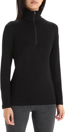 Icebreaker 260 Tech Wool Half Zip Pullover in Black at Nordstrom, Size X-Large