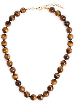 Anni Lu Anni LU Eye Of The Tiger Beaded Necklace - Brown - One Size