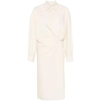 Christophe Lemaire Shirt Dresses, female, Beige, Size: M Button-Up Drop Shoulder Dress