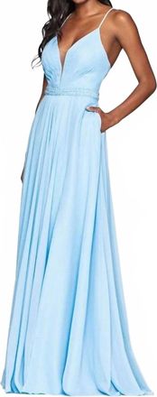 Faviana Chiffon A-Line Gown With Stones In Cloud Blue