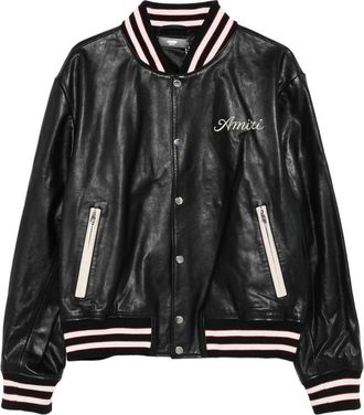 Amiri Embroidered Leather Varsity Jacket