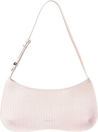 Jacquemus Pink Front Logo Woven Leather Shoulder Bag