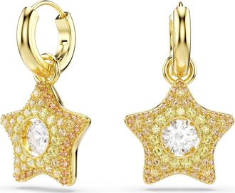 Swarovski Sublima 18k Gold Plated Star Drop Earrings