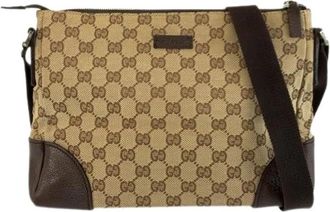 Gucci Pre-owned GG Canvas Leren Schoudertas - Dames - Vintage Schoudertas - Beige - ONE Size - Leer - Vintage