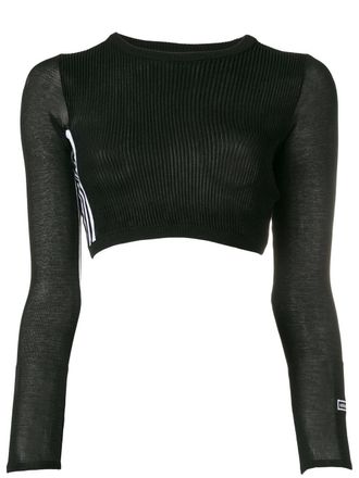 adidas ribbed cropped jumper - women - Rayon/Cotton - 2 - Black