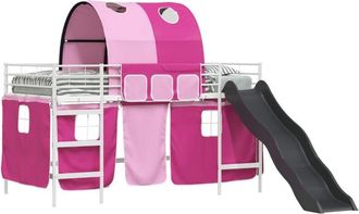 vidaXL KidsLoft Bed Frame White and Pink 100 x 200 cm Metal vidaXL