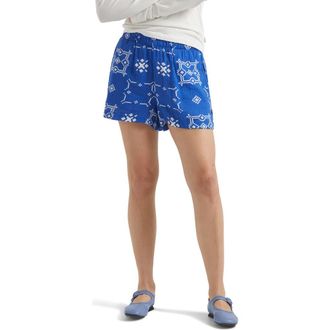 Brixton Tile Cotton Gauze Shorts in Sunrise Blue Tile Print at Nordstrom, Size X-Small