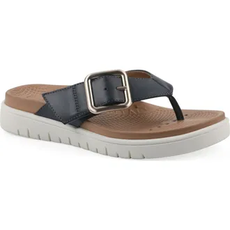 White Mountain Nalla Recovery Foam Thong Sandal in Navy/Burnish/Smooth at Nordstrom Rack, Size 9.5