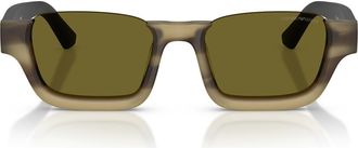 Emporio Armani 58mm Rectangle Sunglasses in Havana Green /Green at Nordstrom