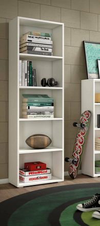 Dmora Dmora - Estante Para Libros Dedjoum, Biblioteca Con 4 Estantes Ajustables, Estante Para Libros, Unidad De Pared Con Estantes, 100% Made In Italy, 60x3