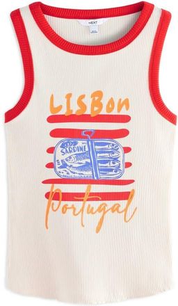 Next Lisbon Rib Graphic Tank in White at Nordstrom, Size 12 Us