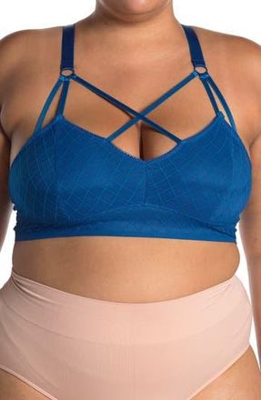 Secret Lace Strappy Mesh Bralette in Navy at Nordstrom Rack, Size 1X