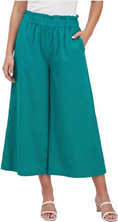 M Made in Italy Flowy Pants With Paper Bag Waist In Reef