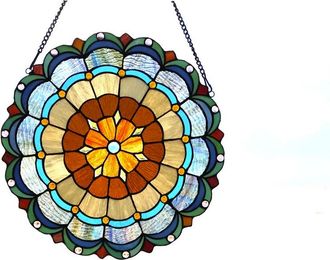 Chloe Lighting MINERVA Tiffany-glass Circus Tent 18 Round Window Panel