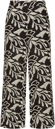 Elena Miro Pantalazzo in voile van katoenmix met all-over borduursel en een losse pasvorm - Dames - Wijde Broeken - Veelkleurig - 3XL - Katoen - Broeken