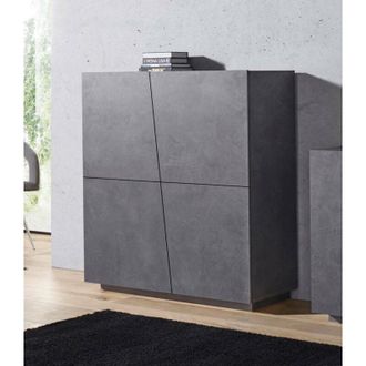 Dmora Credenza moderna di design a 4 ante battenti, Made in Italy, Buffet da cucina, Madia con scaffali da cucina, cm 120x43h126, colore Grigio Ardesia