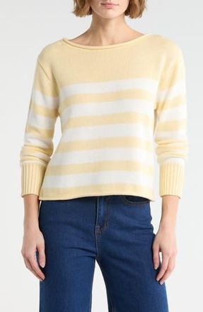 Vigoss Stripe Boat Neck Sweater in Butter Yellow/Crme at Nordstrom Rack, Size X-Large