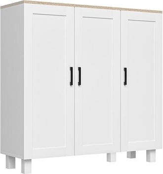 HOMCOM Homcom - aparador de cocina armario de salón mueble buffet con 3 puertas y estantes ajustables para comedor dormitorio estilo nórdico 90x30x90 cm