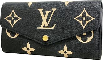 Louis Vuitton Beige Black Long Wallet (Bi-Fold) (Pre-Owned)