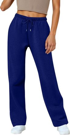 Generic Womens Straight Leg Fleece Lined Joggers Ladies Walking Trousers Cotton Polyester Blend Warm Sweatpants with Drawstring Waist Winter Lounge & Active P