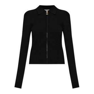 Victoria Beckham Cardigans, female, Black, Size: L Zip-Up Cardigan