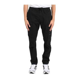 C.P. Company Slim-fit Trousers, male, Black, Size: XL Microreps Regular Cargo Pants