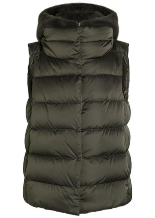 Herno Quilted Hooded Shell and Faux fur Gilet - Dark Grey - 48 (UK16 / XL)
