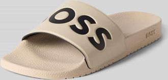 HUGO BOSS Badeschuhe mit Label-Pr&auml;gung Modell ARYEH in Beige, Gr&ouml;&szlig;e 41