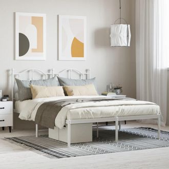 Berkfield Home Metal Bed Frame with Headboard White 140x190 cm